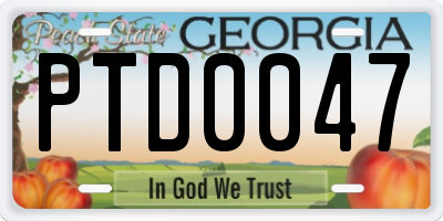 GA license plate PTD0047