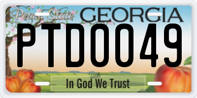 GA license plate PTD0049