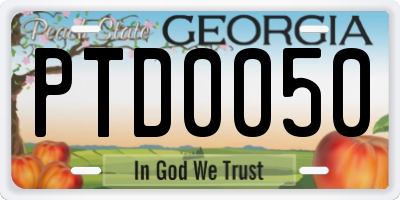GA license plate PTD0050