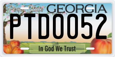 GA license plate PTD0052