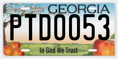 GA license plate PTD0053