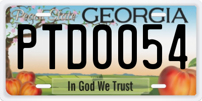 GA license plate PTD0054