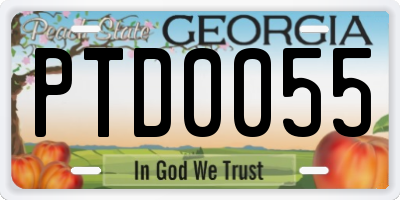GA license plate PTD0055