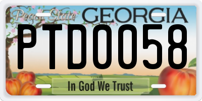 GA license plate PTD0058