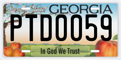 GA license plate PTD0059