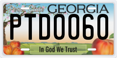 GA license plate PTD0060