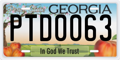 GA license plate PTD0063