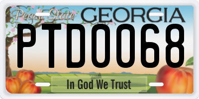 GA license plate PTD0068
