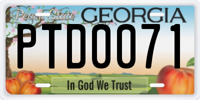 GA license plate PTD0071