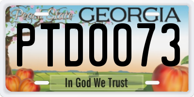 GA license plate PTD0073