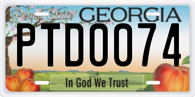GA license plate PTD0074