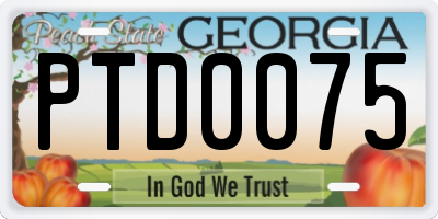 GA license plate PTD0075