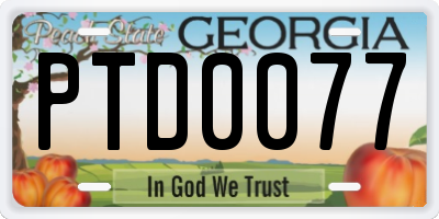 GA license plate PTD0077