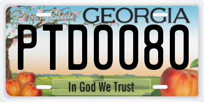 GA license plate PTD0080