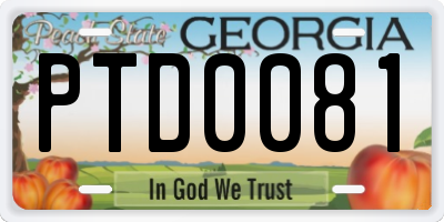 GA license plate PTD0081