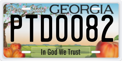 GA license plate PTD0082