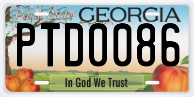 GA license plate PTD0086
