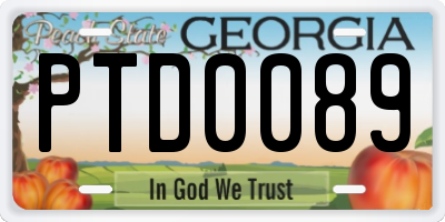 GA license plate PTD0089