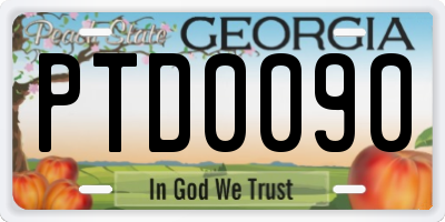 GA license plate PTD0090