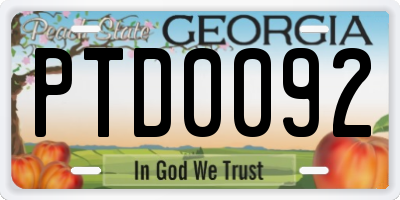 GA license plate PTD0092