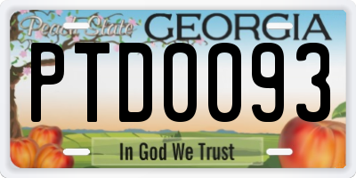 GA license plate PTD0093