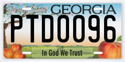 GA license plate PTD0096