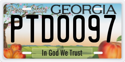 GA license plate PTD0097