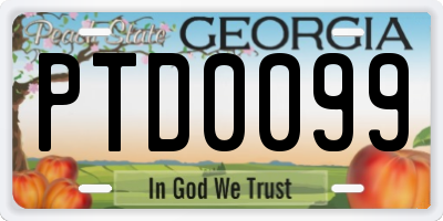 GA license plate PTD0099