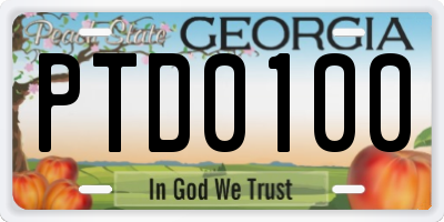 GA license plate PTD0100