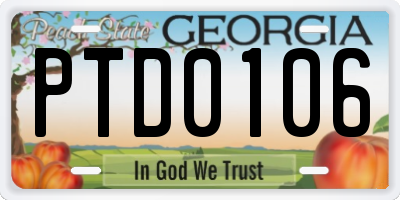GA license plate PTD0106