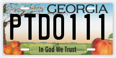 GA license plate PTD0111