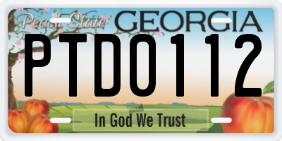 GA license plate PTD0112