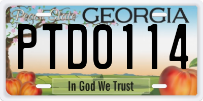GA license plate PTD0114