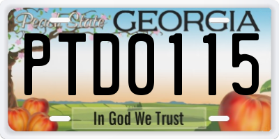 GA license plate PTD0115