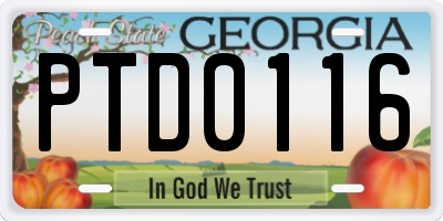 GA license plate PTD0116