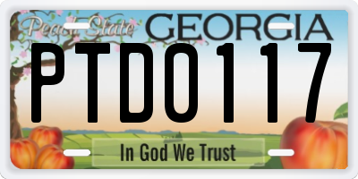 GA license plate PTD0117