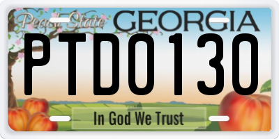 GA license plate PTD0130