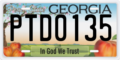 GA license plate PTD0135