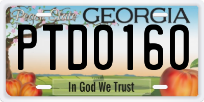 GA license plate PTD0160
