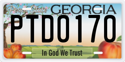 GA license plate PTD0170