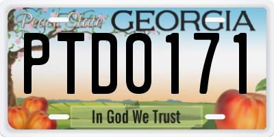 GA license plate PTD0171