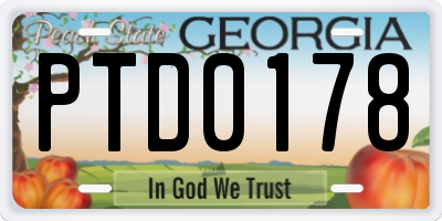 GA license plate PTD0178