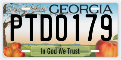 GA license plate PTD0179