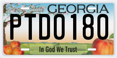 GA license plate PTD0180