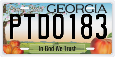 GA license plate PTD0183