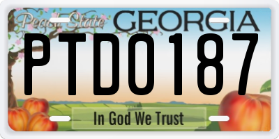 GA license plate PTD0187