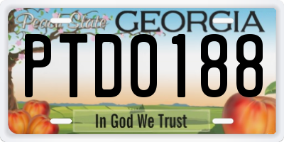 GA license plate PTD0188