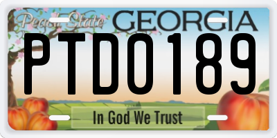 GA license plate PTD0189