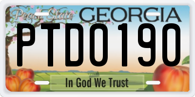 GA license plate PTD0190