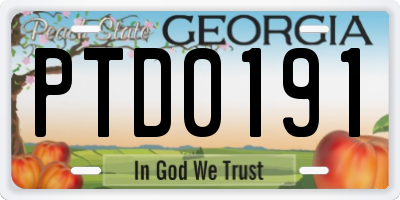 GA license plate PTD0191
